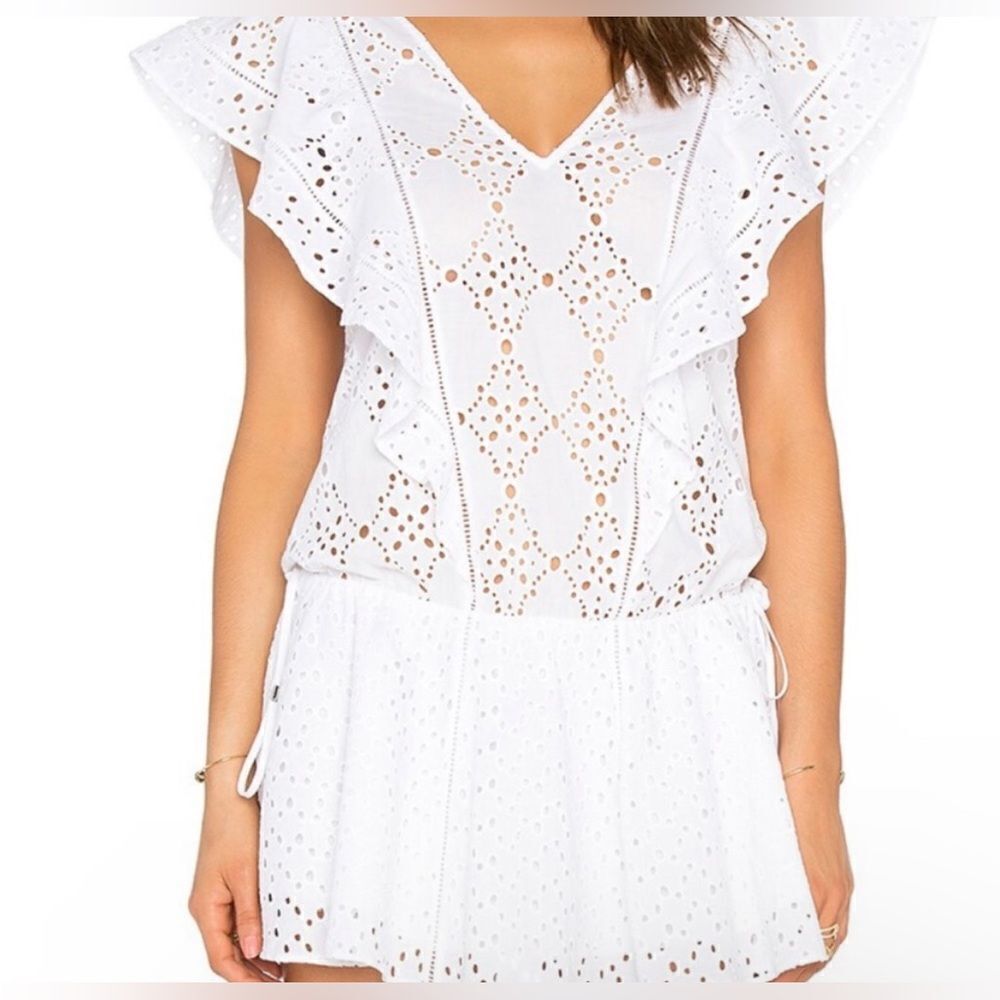 Parker Beach  antigua embellished White Cover-Up White Dress Women Size‎ XS/S